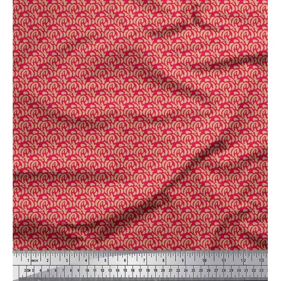 Soimoi Silk Fabric Brush Stroke Abstract Printed Craft Fabric by The Yard 42 Inch Wide