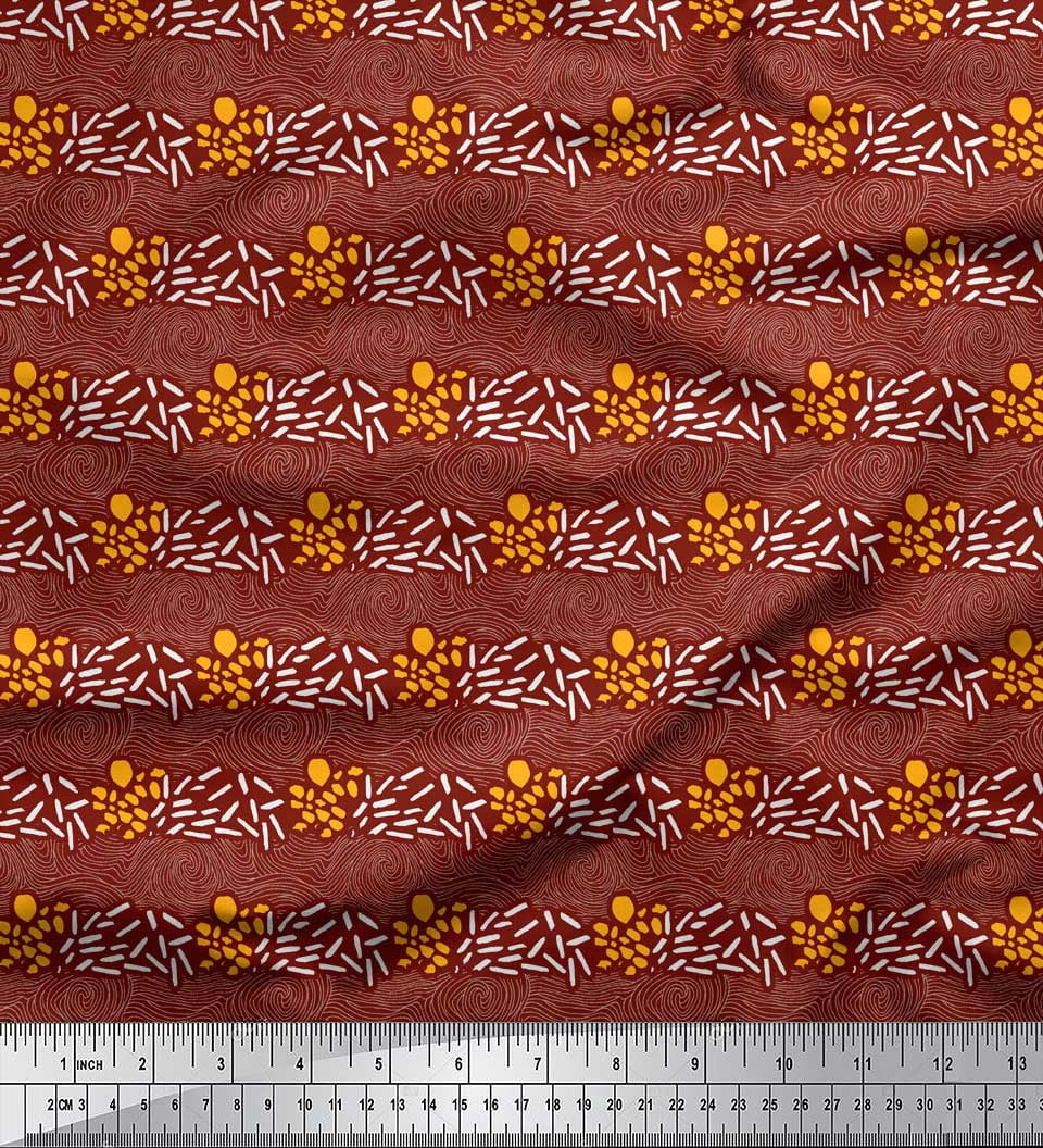 Soimoi Silk Fabric Brush Stroke & Spiral Abstract Print Fabric by Yard 42 Inch Wide