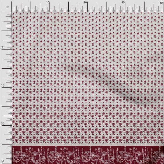 Soimoi Silk Fabric Bud & Floral Panel Print Fabric by Yard 42 Inch Wide