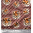 thumbnail image 1 of Soimoi Silk Fabric Check & Tiger Face Animal Print Fabric by the Yard 42 Inch Wide, 1 of 1