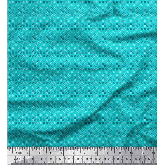 Soimoi Silk Fabric Circle Small Print Sewing Fabric Yard 42 Inch Wide