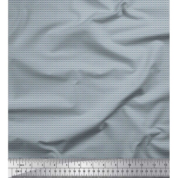 Soimoi Silk Fabric Diamond & Triangle Shirting Fabric Prints by Yard 42 Inch Wide