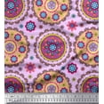 thumbnail image 1 of Soimoi Silk Fabric Floral Mandala Printed Fabric 1 Yard 42 Inch Wide, 1 of 1
