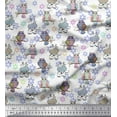 thumbnail image 1 of Soimoi Silk Fabric Floral,Owl & Cow Cartoon Print Fabric by The Yard 42 Inch Wide, 1 of 1