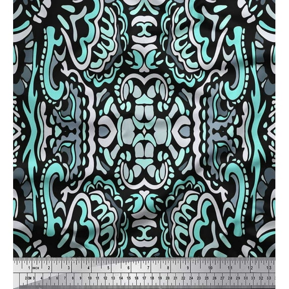 Soimoi Silk Fabric Floral & Paisley Decorative Decor Fabric Printed Yard 42 Inch Wide