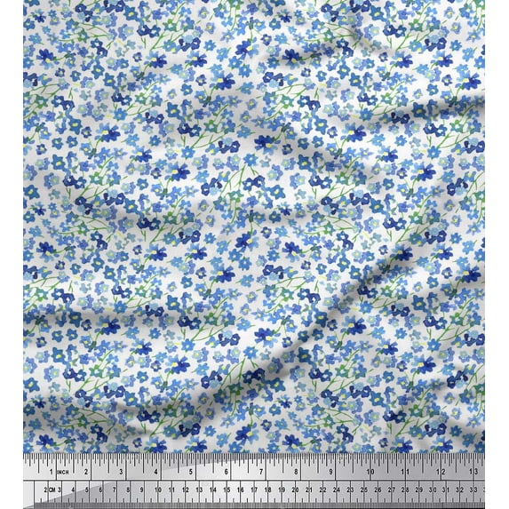 Soimoi Silk Fabric Floral Shirting Fabric Prints by Yard 42 Inch Wide