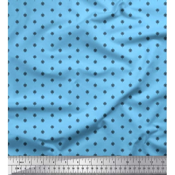 Soimoi Silk Fabric Floral Shirting Print Fabric by Yard 42 Inch Wide
