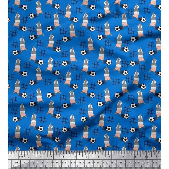 Soimoi Silk Fabric Football & Panda Kids Printed Fabric 1 Yard 42 Inch Wide