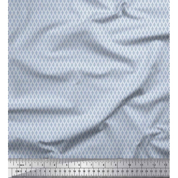 Soimoi Silk Fabric Geometric Small Printed Fabric 1 Yard 42 Inch Wide