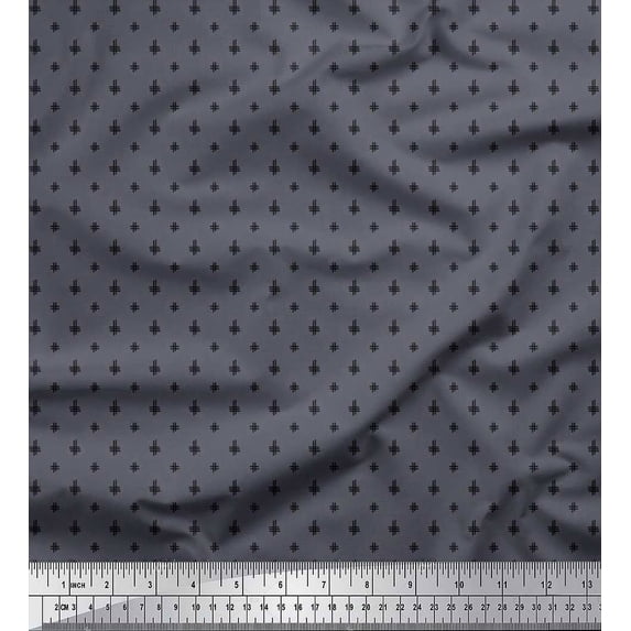 Soimoi Silk Fabric Hash Sign Geometric Print Fabric by Yard 42 Inch Wide