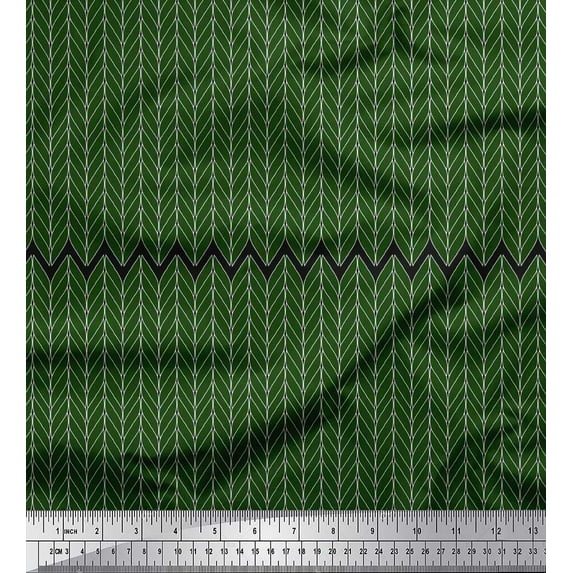 Soimoi Silk Fabric Herringbone Geometric Printed Fabric 1 Yard 42 Inch Wide