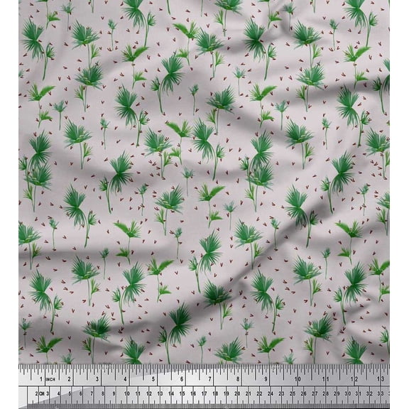 Soimoi Silk Fabric Leaf Leaves Printed Fabric 1 Yard 42 Inch Wide