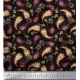 thumbnail image 1 of Soimoi Silk Fabric Leaves & Floral Paisley Printed Fabric 1 Yard 42 Inch Wide, 1 of 1