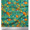 thumbnail image 1 of Soimoi Silk Fabric Leaves,Floral & Pumpkin Vegetable Print Sewing Fabric Yard 42 Inch Wide, 1 of 1