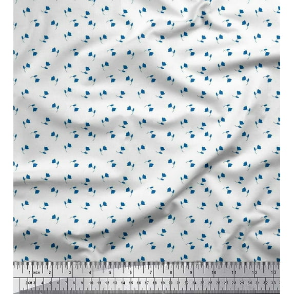 Soimoi Silk Fabric Leaves & Floral Shirting Decor Fabric Printed Yard 42 Inch Wide