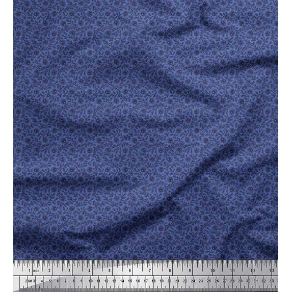 Soimoi Silk Fabric Leaves & Floral Shirting Print Fabric by The Yard 42 Inch Wide