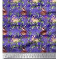 thumbnail image 1 of Soimoi Silk Fabric Leaves & Rabbit Animal Decor Fabric Printed Yard 42 Inch Wide, 1 of 3