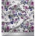thumbnail image 1 of Soimoi Silk Fabric Leaves & Rose Flower Decor Fabric Printed Yard 42 Inch Wide, 1 of 1