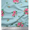 thumbnail image 1 of Soimoi Silk Fabric Leaves & Rose Flower Print Sewing Fabric Yard 42 Inch Wide, 1 of 1