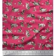 thumbnail image 1 of Soimoi Silk Fabric Leaves,White Floral & Hummingbird Print Fabric by The Yards 42 Inch Wide, 1 of 1