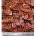 thumbnail image 1 of Soimoi Silk Fabric Men & Horse Animal Decor Fabric Printed Yard 42 Inch Wide, 1 of 1