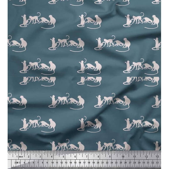 Soimoi Silk Fabric Monkey Animal Decor Fabric Printed Yard 42 Inch Wide