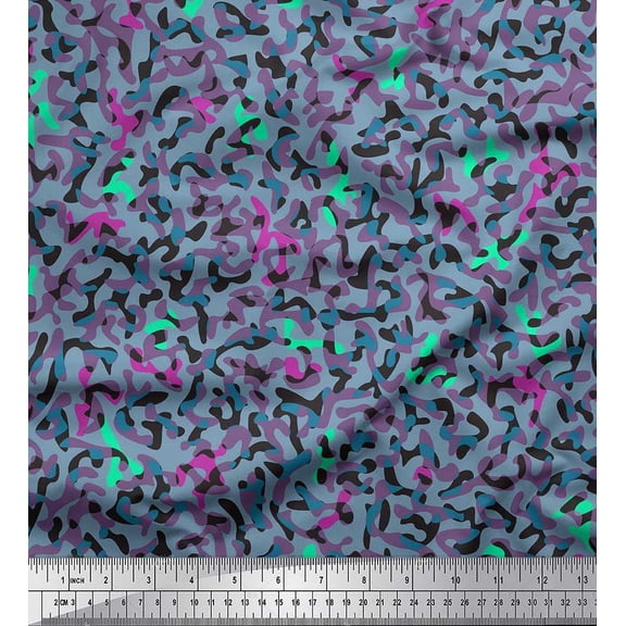 Soimoi Silk Fabric Multicolor Camouflage Printed Fabric 1 Yard 42 Inch Wide