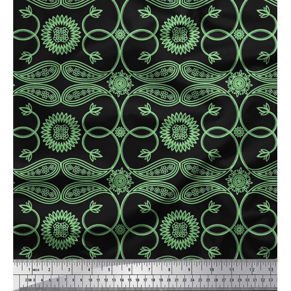 Soimoi Silk Fabric Paisleys Paisley Decor Fabric Printed Yard 42 Inch Wide