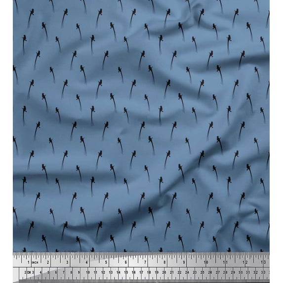 Soimoi Silk Fabric Pin Tailed Whydah Bird Shirting Fabric Prints by Yard 42 Inch Wide