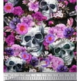 thumbnail image 1 of Soimoi Silk Fabric Skull,Rose & Anemone Flower Fabric Prints by Yard 42 Inch Wide, 1 of 1
