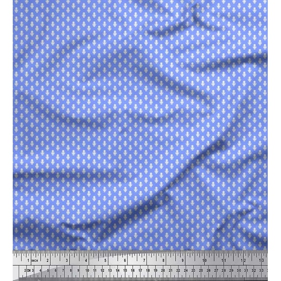 Soimoi Silk Fabric Stand & Microphone Shirting Print Fabric by Yard 42 Inch Wide