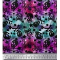 thumbnail image 1 of Soimoi Silk Fabric Star,Crossbones & Skull Halloween Printed Fabric 1 Yard 42 Inch Wide, 1 of 1