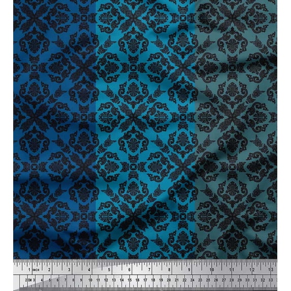 Soimoi Silk Fabric Stripe & Moroccan Damask Fabric Prints By Yard 42 Inch Wide