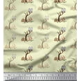 thumbnail image 1 of Soimoi Silk Fabric Tree,Mushroom & Owl Kids Print Sewing Fabric Yard 42 Inch Wide, 1 of 1