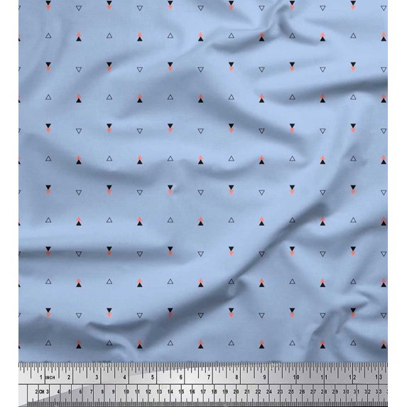 Soimoi Silk Fabric Triangle Small Fabric Prints by Yard 42 Inch Wide