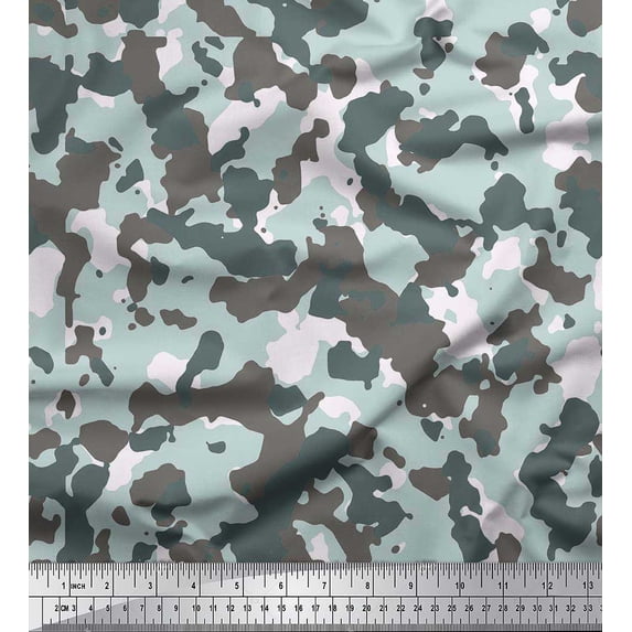 Soimoi Silk Fabric Two Tone Camouflage Printed Fabric 1 Yard 42 Inch Wide