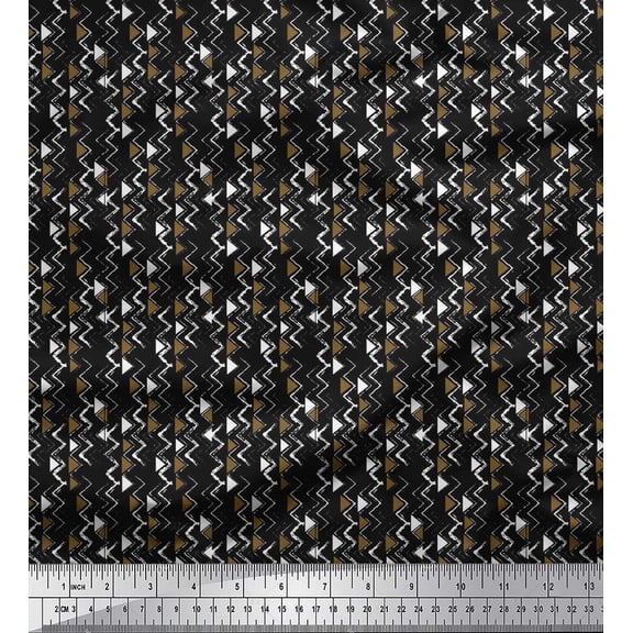 Soimoi Silk Fabric Zig Zag & Triangle Shirting Print Sewing Fabric Yard 42 Inch Wide