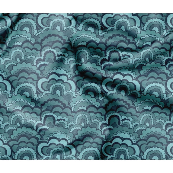 Soimoi Abstract Print - Green, Moss Georgette Fabric Material - 42 Inch Wide, 1 Yard, Unstitched Versatile Fabric For Dresses, Skirts, Blouses, Drapery Projects