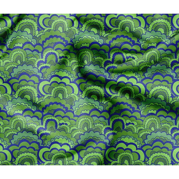 Soimoi Abstract Print - Green, Moss Georgette Fabric Material - 42 Inch Wide, 1 Yard, Unstitched Versatile Fabric For Dresses, Skirts, Blouses, Drapery Projects