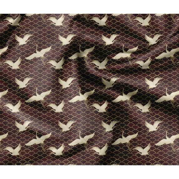Soimoi Bird Print - Red, Viscose Rayon Fabric Material - 42 Inch Wide, 1 Yard, Unstitched Material For Dresses, Blouses, Skirts, Sleepwear, Kids Clothing