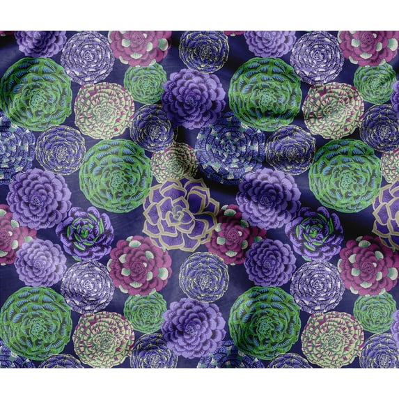 Soimoi Floral Print - Purple, Viscose Rayon Fabric Material - 42 Inch Wide, 1 Yard, Unstitched Material For Dresses, Blouses, Skirts, Sleepwear, Kids Clothing