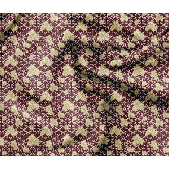 Soimoi Floral Print - Red, Viscose Rayon Fabric Material - 42 Inch Wide, 1 Yard, Unstitched Material For Dresses, Blouses, Skirts, Sleepwear, Kids Clothing