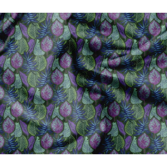 Soimoi Heavyweight Cotton Canvas Fabric Material- 56 Inch Wide, Green- Leaves Print, Ideal For Making Durable Tote Bags, Backpacks, Upholstery, Cushions, Tents, Furniture Covers, 1 Yard