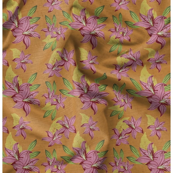 Soimoi Lightweight Cotton Voile Fabric, Yellow- Floral Print, Unstitched Material- 42 Inch Width, Ideal For Making Summer Dresses, Blouses, Scarves, Curtains, Garment Linings, 1 Yard