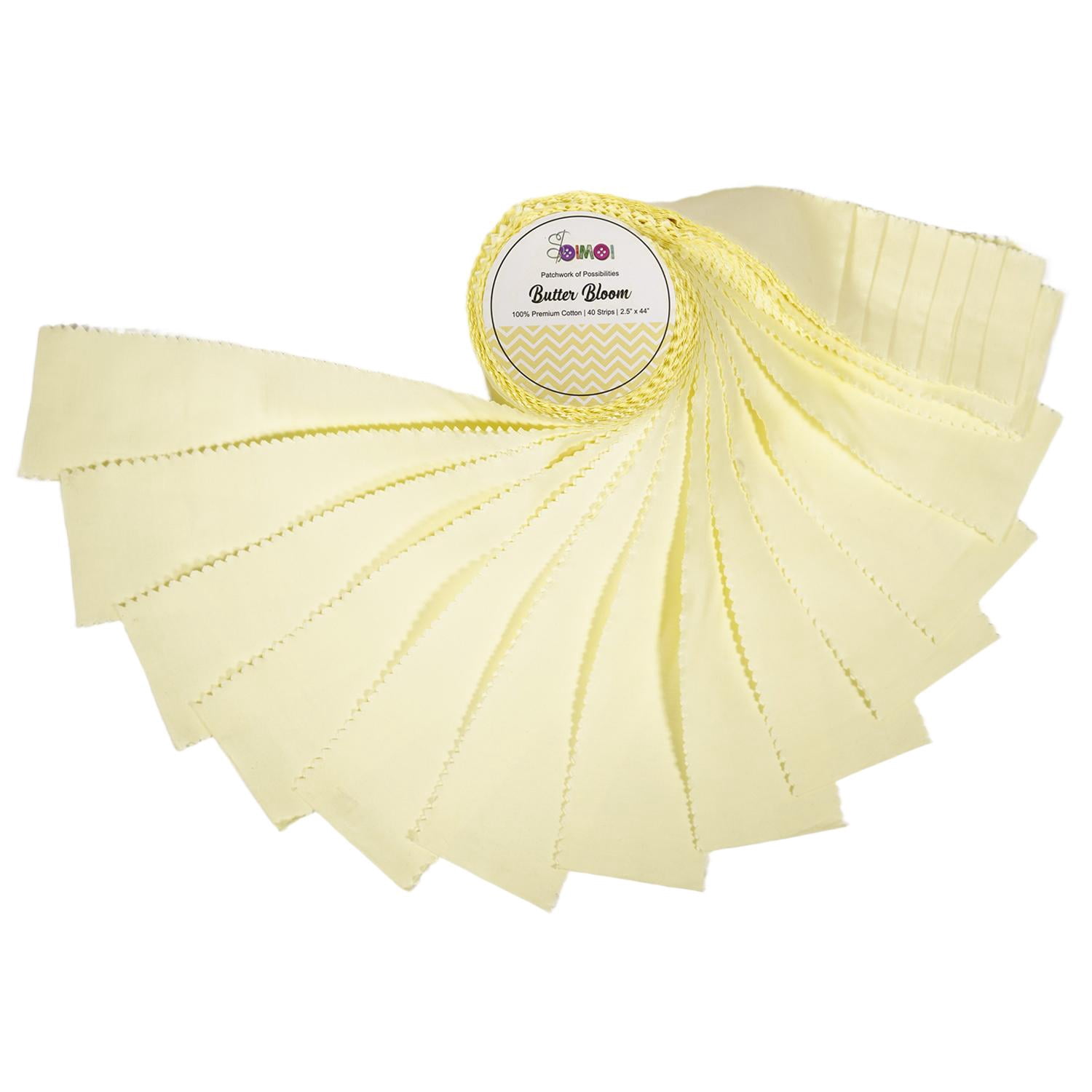Soimoi Solid Jelly Roll 40 Strip Assorted Bundle, 2.5" Fabric Strips for Quilting, Crafting, 100% Cotton Fabric Jelly Roll Bundle For Scrapbooking, Precut Quilt Projects,Crafts- Butter Bloom