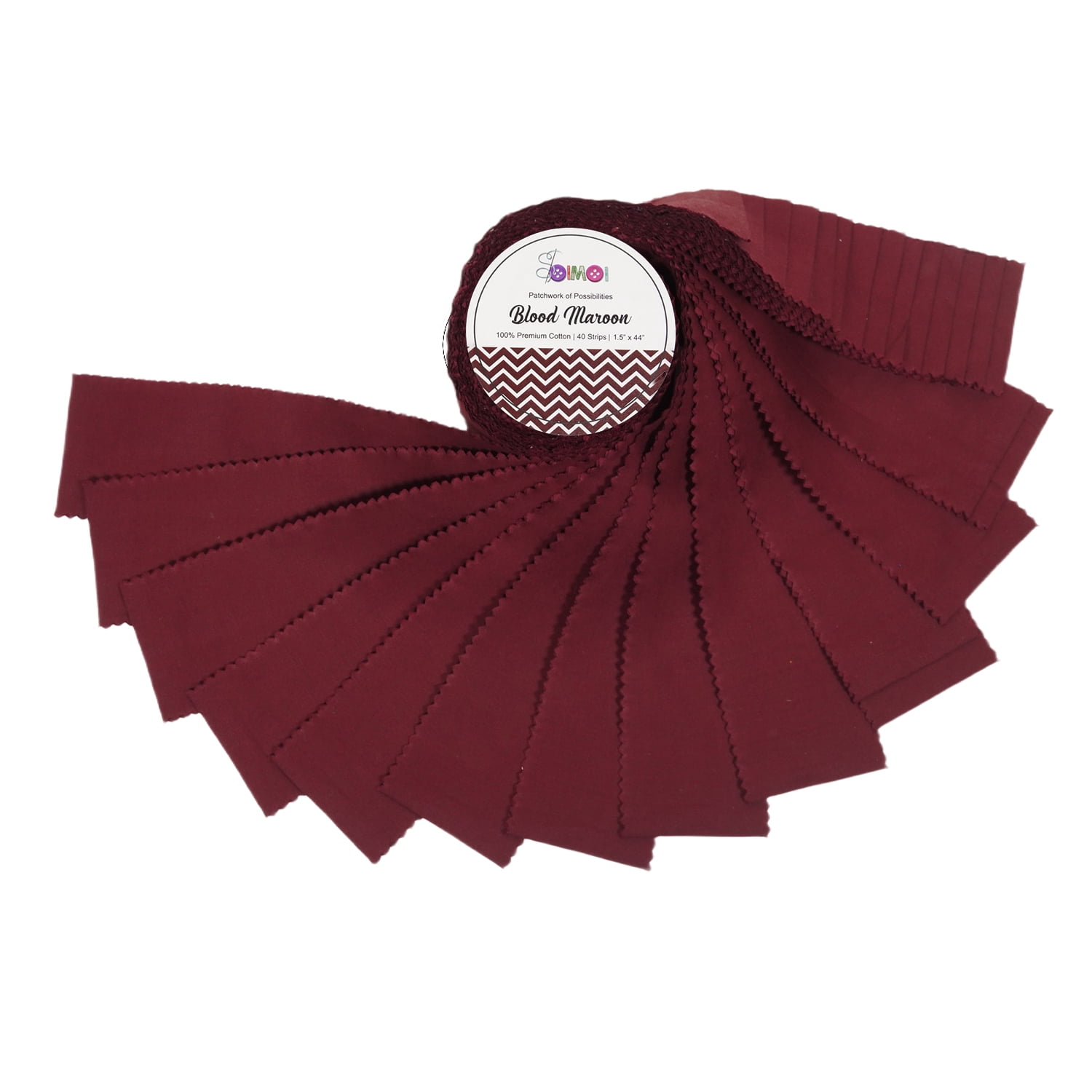 Soimoi Solid Jelly Roll Fabric Strips for Quilting, 1.5" Precut Fabric for DIY, 40 Strip Assorted Bundle, Jelly Roll For Scrapbooking, Perfect Quilting Fabric for Sewing, Craft - Blood Maroon