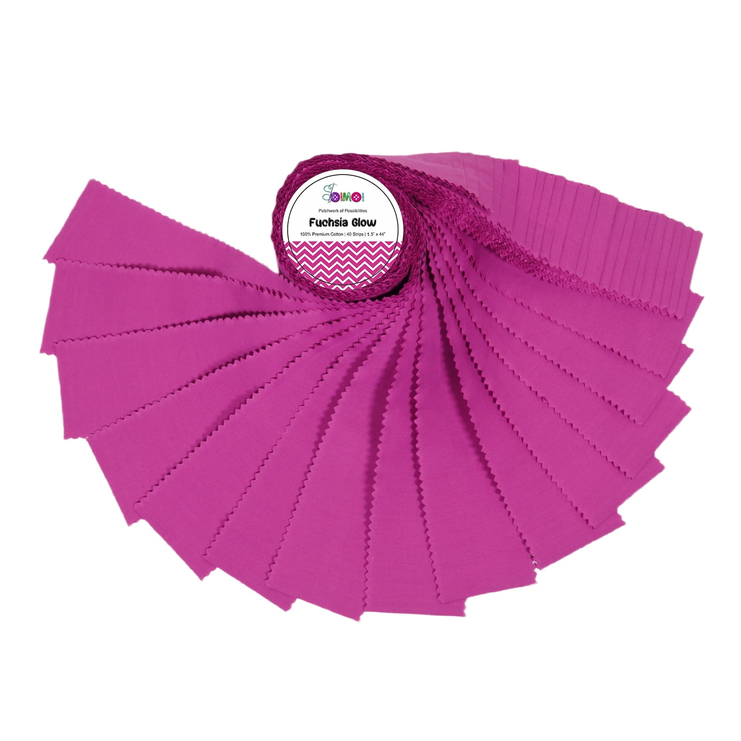 Soimoi Solid Jelly Roll Fabric Strips for Quilting, 1.5" Precut Fabric for DIY, 40 Strip Assorted Bundle, Jelly Roll For Scrapbooking, Perfect Quilting for Sewing, Craft, Home Decor- Fuchsia Glow