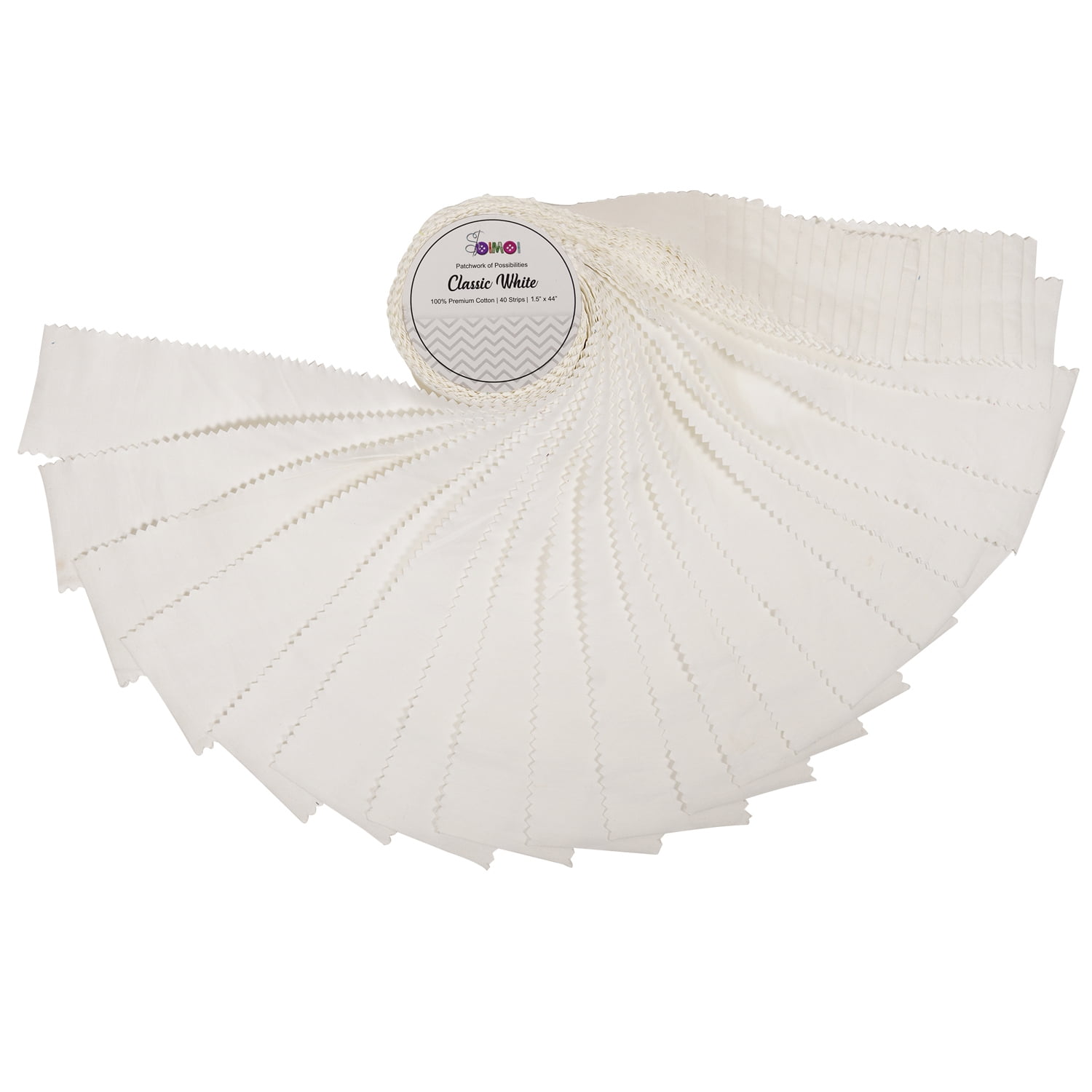 Soimoi Solid Jelly Roll Fabrics for Quilting 40 Strip 1.5" Cotton Strips Bundles, Perfect Quilting for Craft Project, Precut Quilt Fabirc, Cotton Strips for Home Decor, Rugs - Classic White