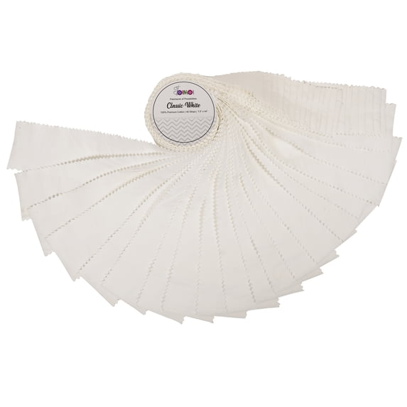 Soimoi Solid Jelly Roll Fabrics for Quilting 40 Strip 1.5" Cotton Strips Bundles, Perfect Quilting for Craft Project, Precut Quilt Fabirc, Cotton Strips for Home Decor, Rugs - Classic White