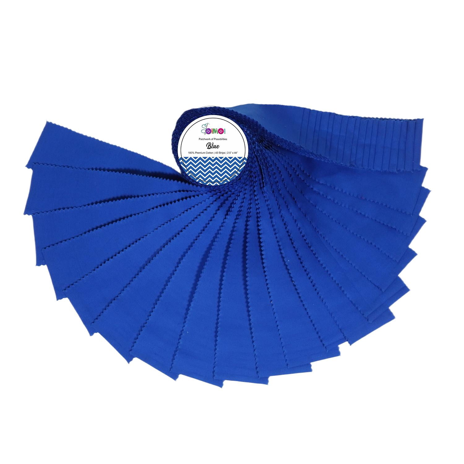 Soimoi Solid Jelly Roll Fabrics for Quilting 40 Strip 2.5" Cotton Strips Bundles, Perfect Quilting for Craft Project, Precut Quilt Fabirc, Cotton Strips for Home Decor, Rugs - Blue